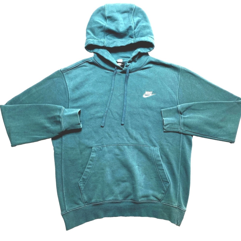 Nike Hoodie Mens Medium Green Swoosh Logo Pullover Sweatshirt